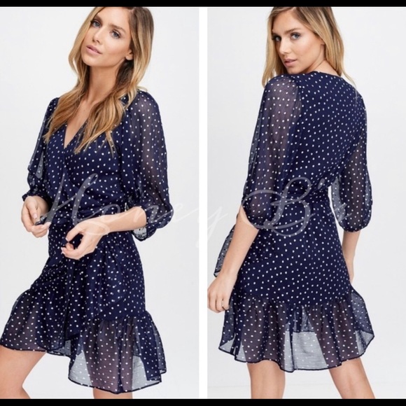 3/$30 Deal Blue Dress & Metallic Silver Polka Dot - Picture 2 of 6